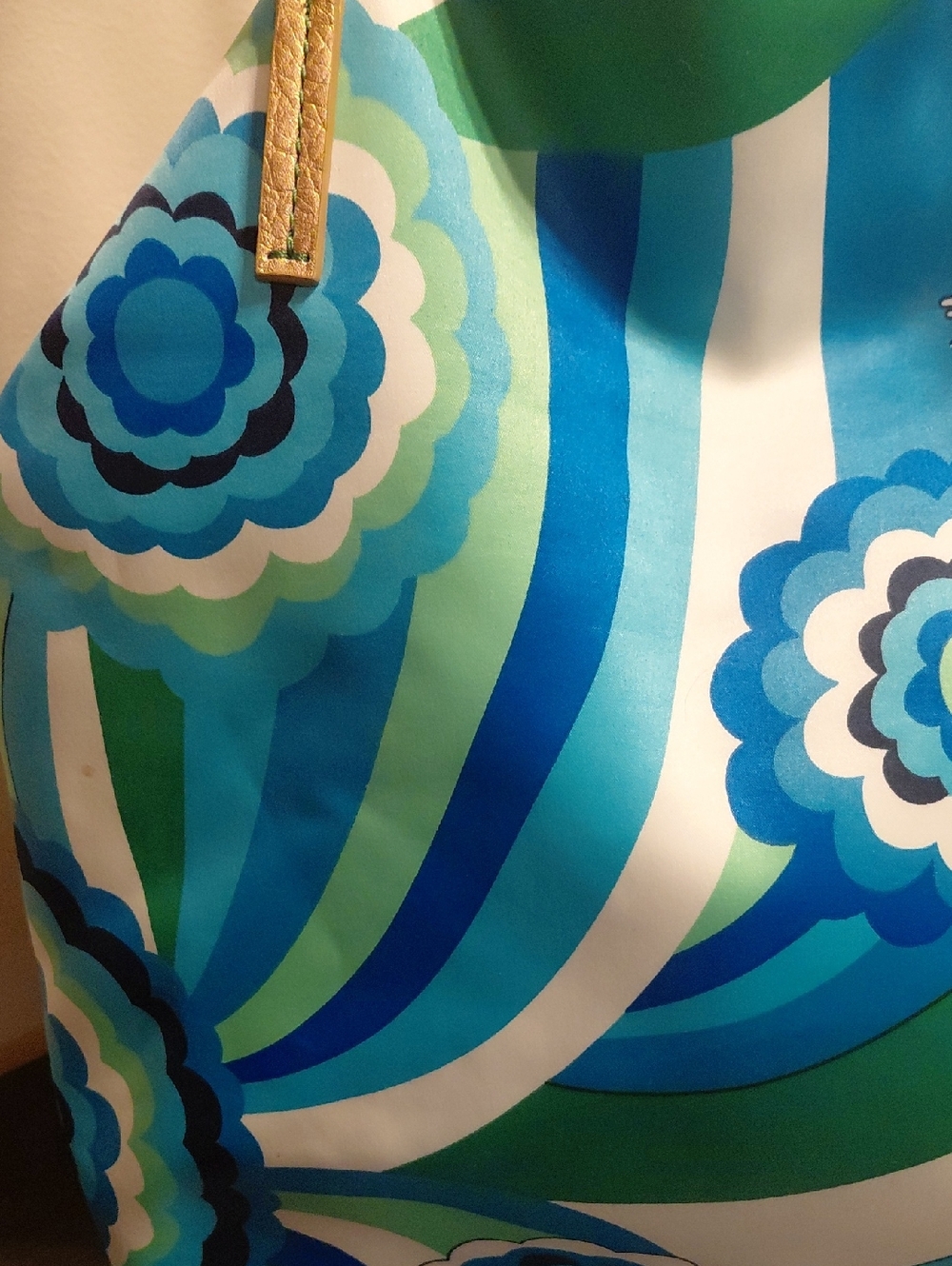 Vtg Y2K Era Juicy Couture Blue Green Satin Floral Chain-Handle Tote GUC! - Picture 2 of 16